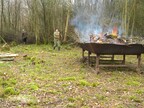 Coppice brash being loaded on to a burning tray 2026-03-08 (4611)