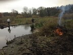Nesting islands at Pensthorpe being cleared by Norfolk Conservation Corps